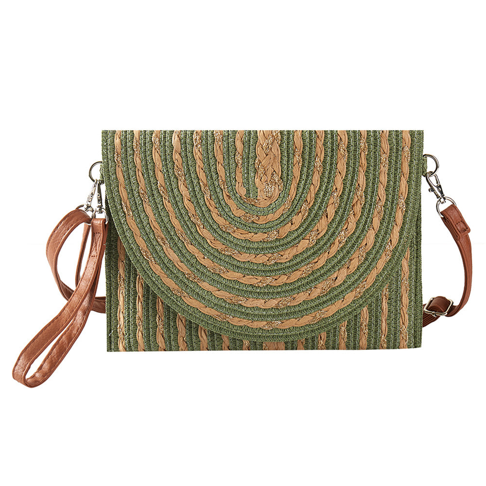 iLLASPARKZ Gold Threads Mixed Straw Clutch Bag / Crossbody Bag