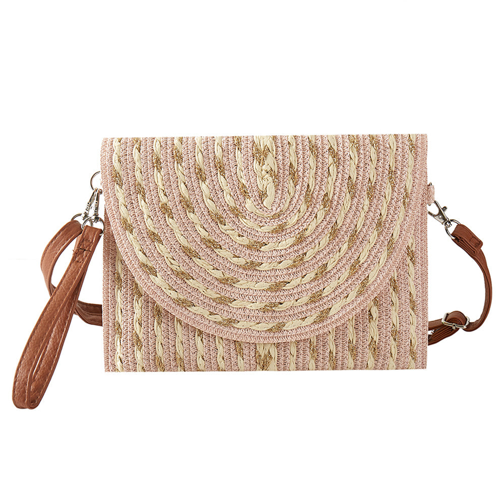 iLLASPARKZ Gold Threads Mixed Straw Clutch Bag / Crossbody Bag