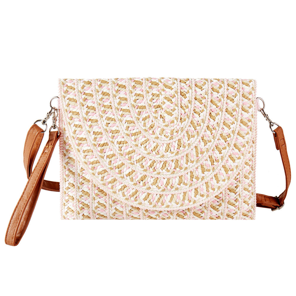 iLLASPARKZ Multi Color Straw Clutch Bag / Crossbody Bag