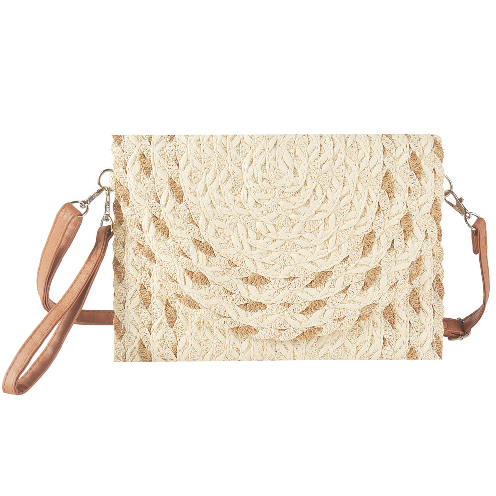 iLLASPARKZ Mixed Color Detail Straw Clutch / Crossbody Bag