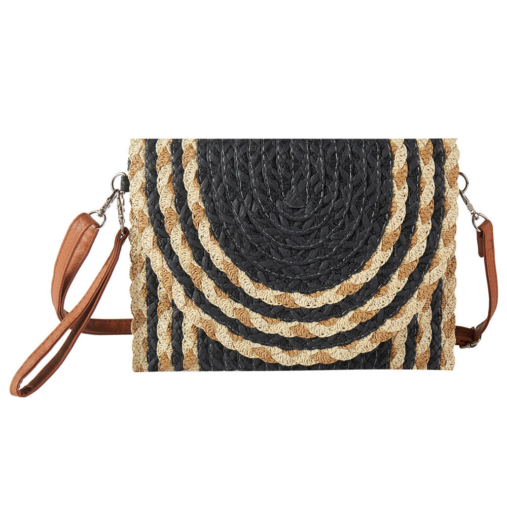 iLLASPARKZ Mixed Color Detail Straw Clutch / Crossbody Bag