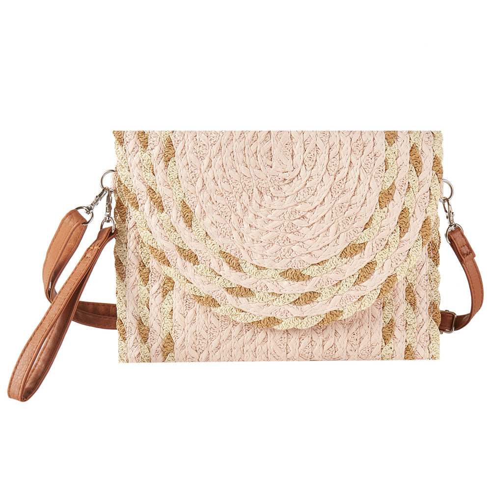 iLLASPARKZ Mixed Color Detail Straw Clutch / Crossbody Bag