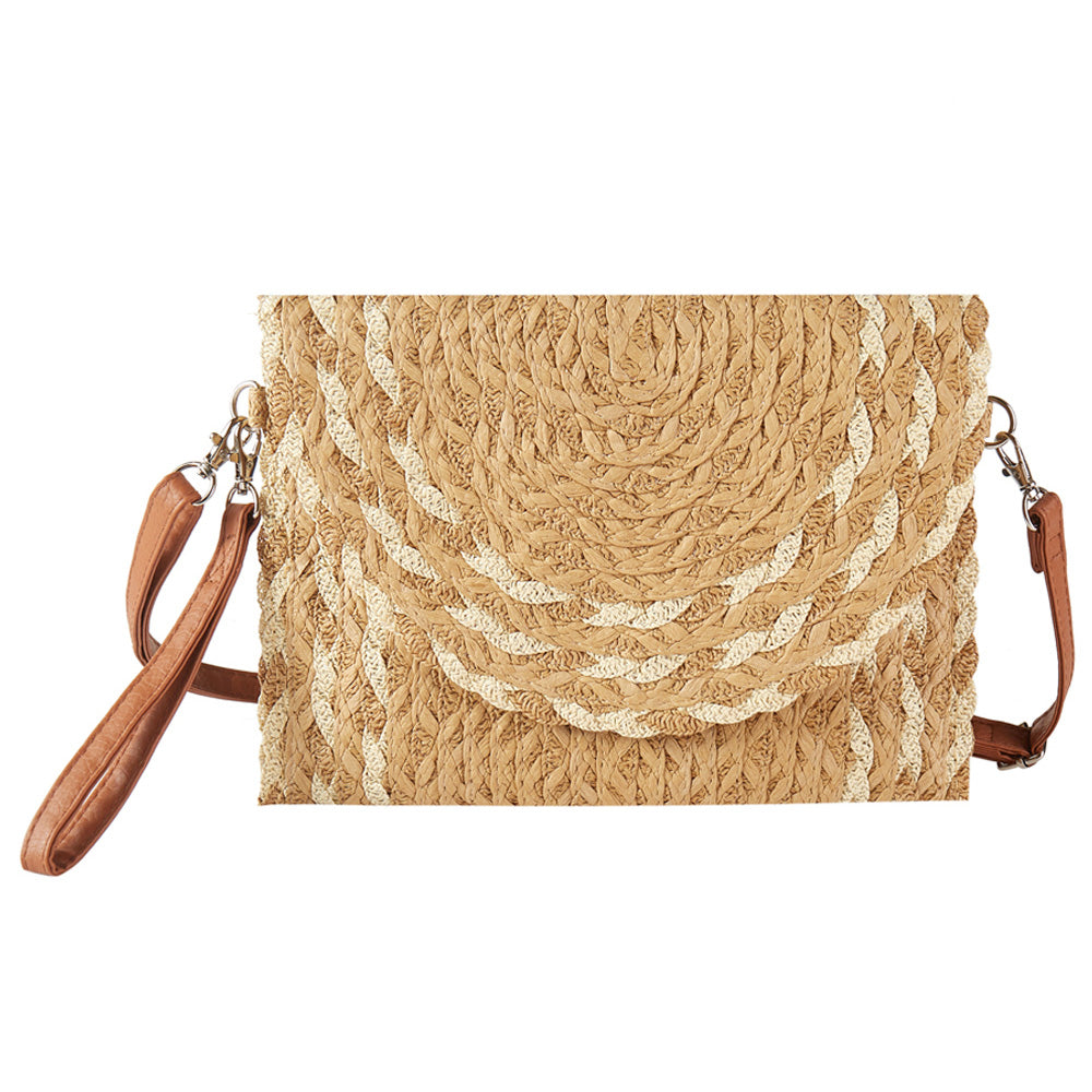 iLLASPARKZ Mixed Color Detail Straw Clutch / Crossbody Bag