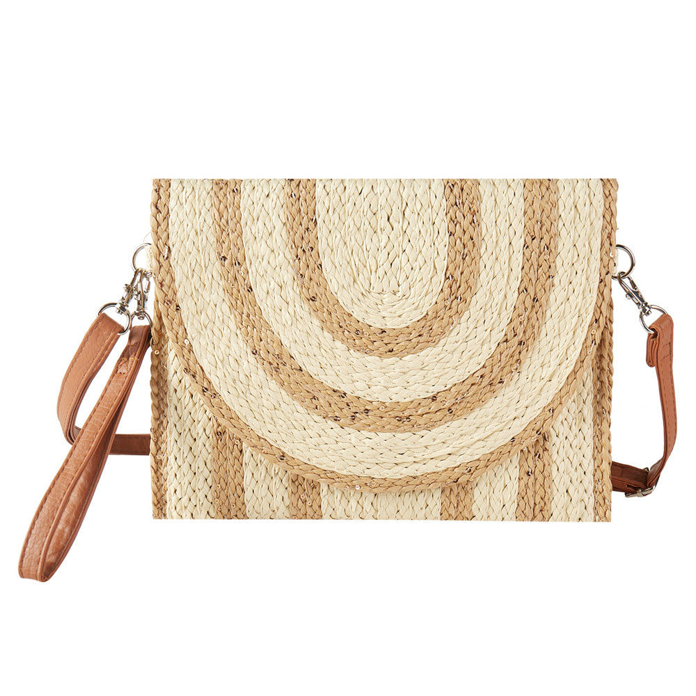iLLASPARKZ Sequin Mixed Two Tone Straw Clutch Bag / Crossbody Bag