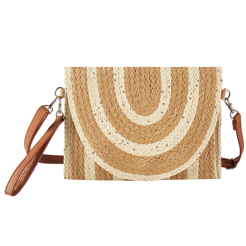 iLLASPARKZ Sequin Mixed Two Tone Straw Clutch Bag / Crossbody Bag