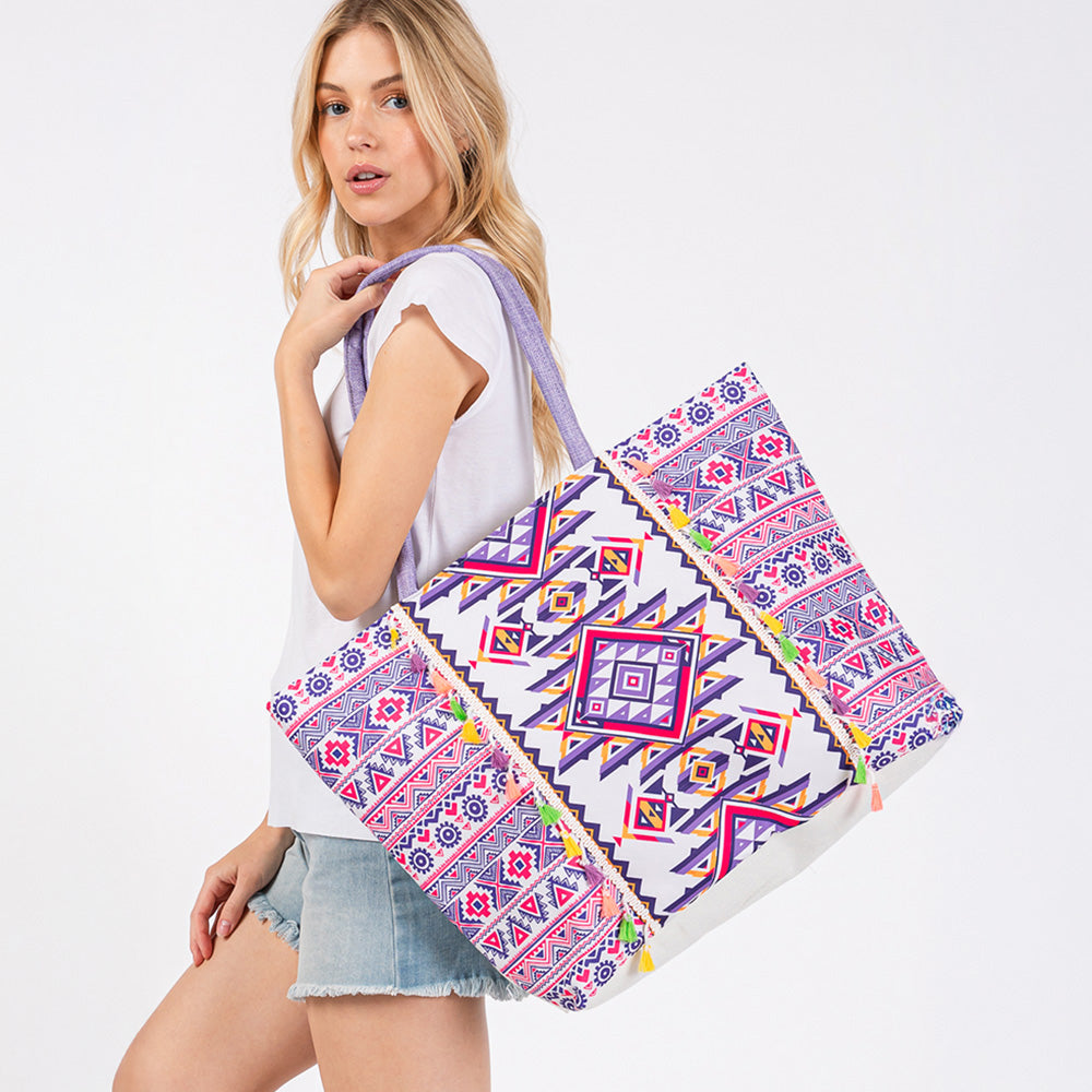 iLLASPARKZ Boho Print Fringe Tote Bag