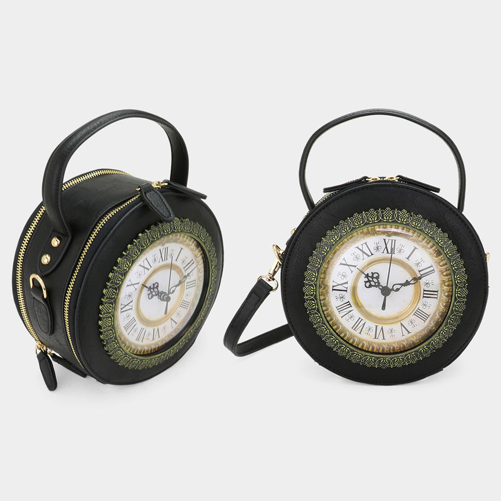 iLLASPARKZ Real Working Vintage Clock Handbag / Crossbody Bag