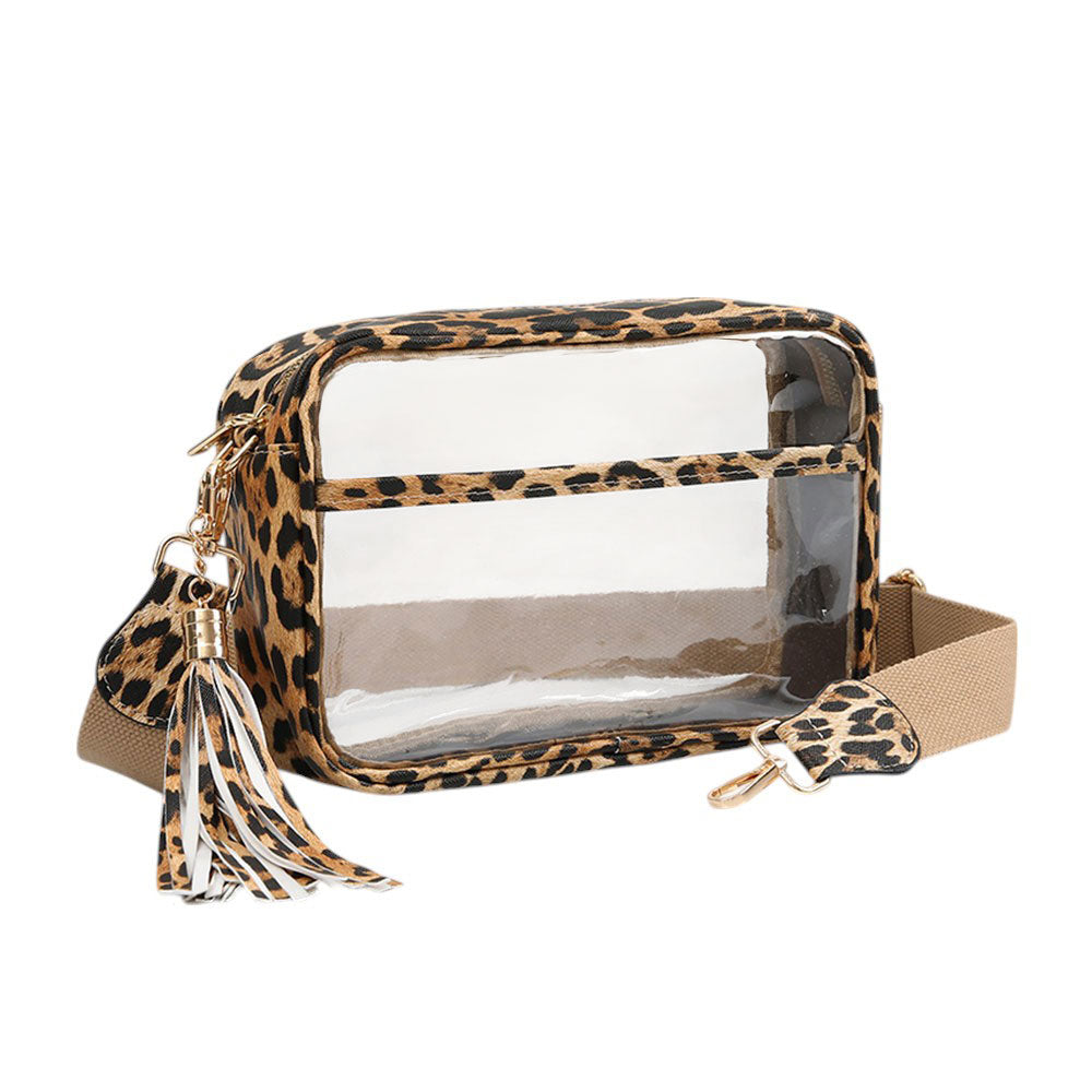 iLLASPARKZ Faux Leather Leopard Transparent Rectangular Crossbody Bag