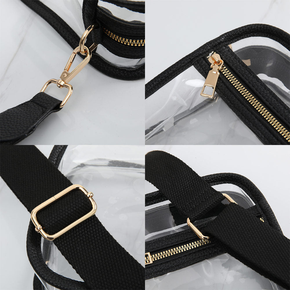 iLLASPARKZ Solid Faux Leather Transparent Rectangle Crossbody Bag