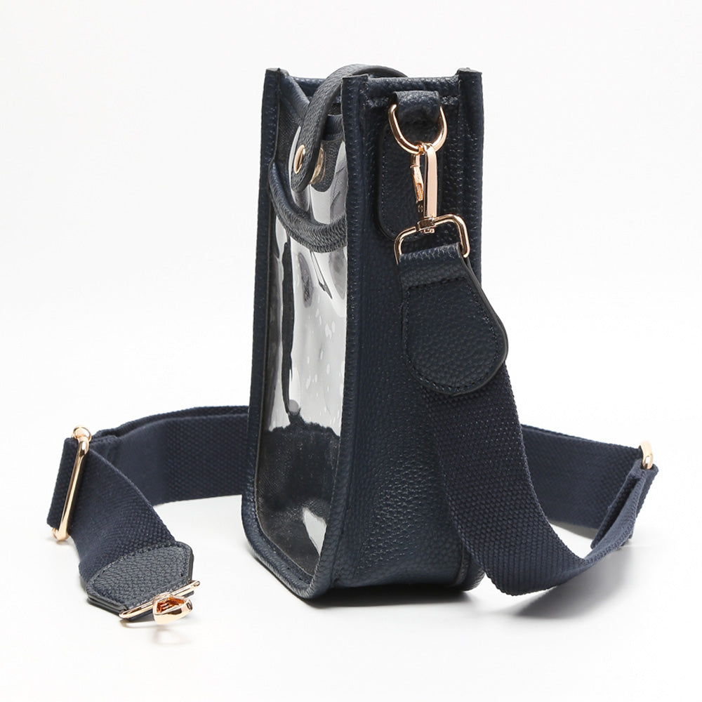 iLLASPARKZ Solid Faux Leather Transparent Crossbody Bag