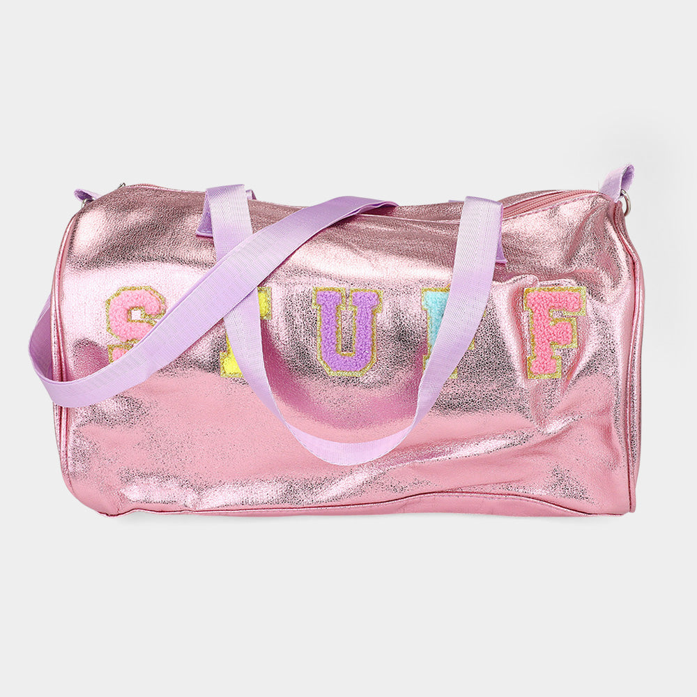 iLLASPARKZ STUFF Message Metallic Top Handle Duffle Bag / Crossbody Bag