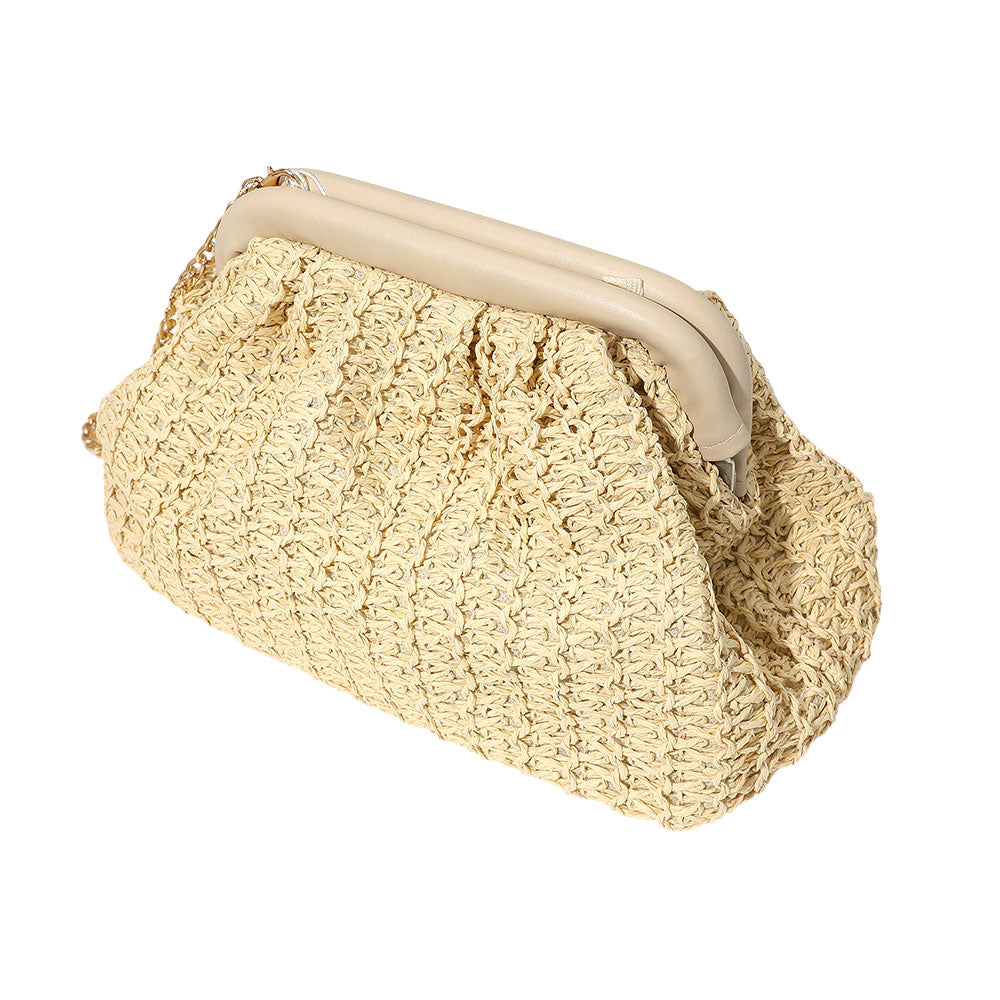 iLLASPARKZ Woven Raffia Clutch Purse Bag / Crossbody Bag