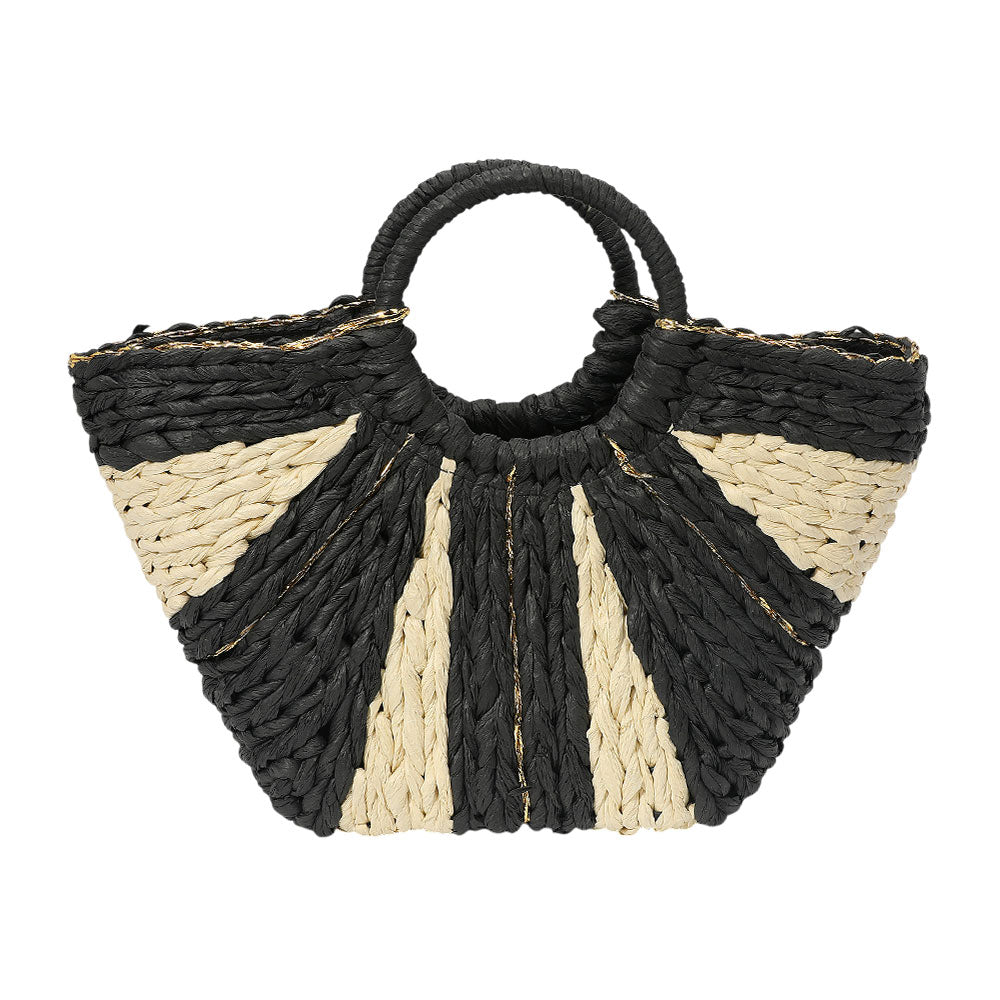 iLLASPARKZ Woven Raffia Round Handle Tote Bag