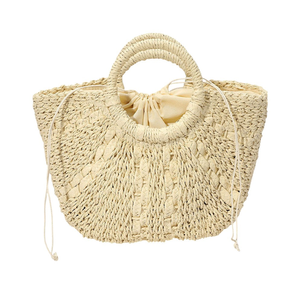 iLLASPARKZ Raffia Woven Round Handle tote Bag