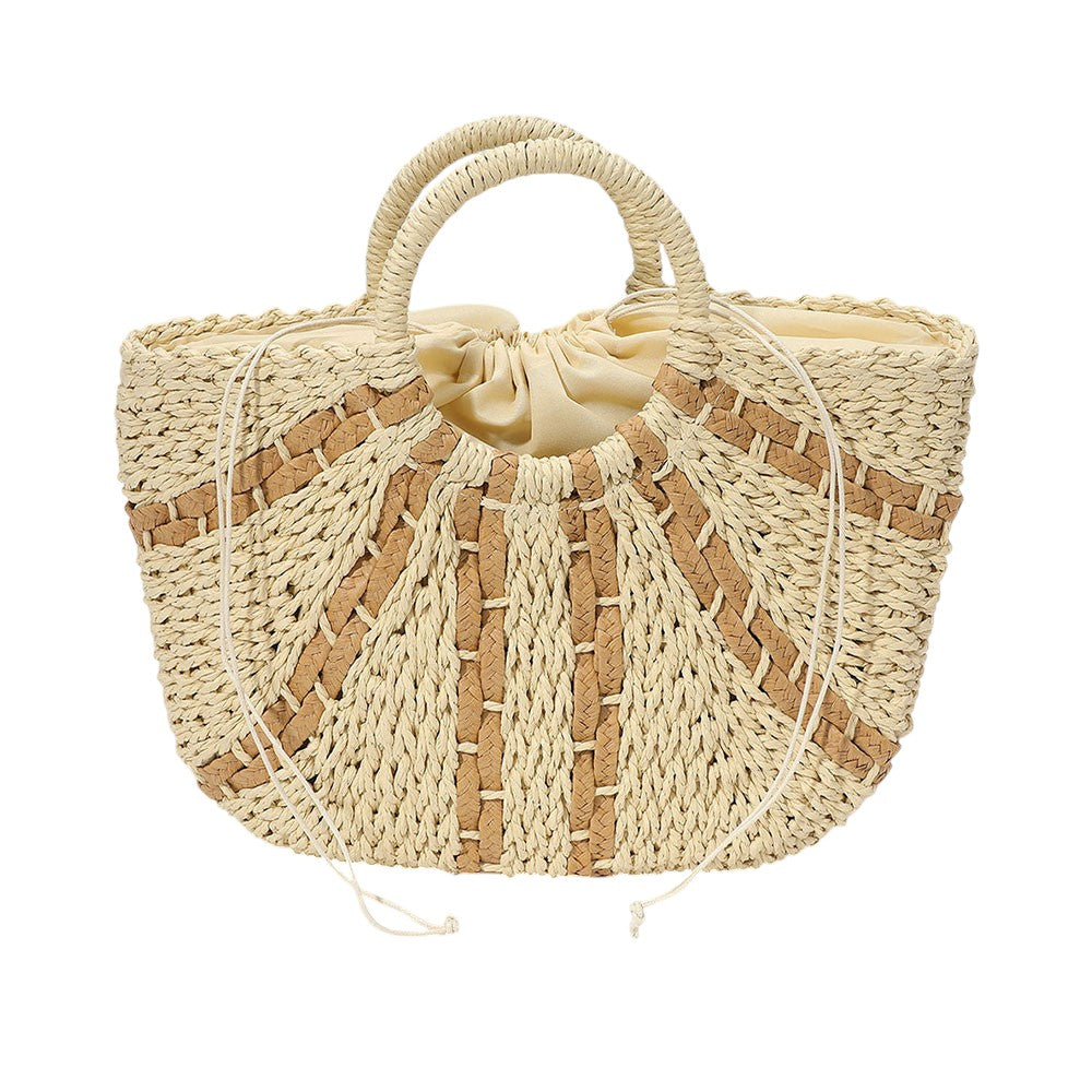 iLLASPARKZ Raffia Woven Round Handle tote Bag