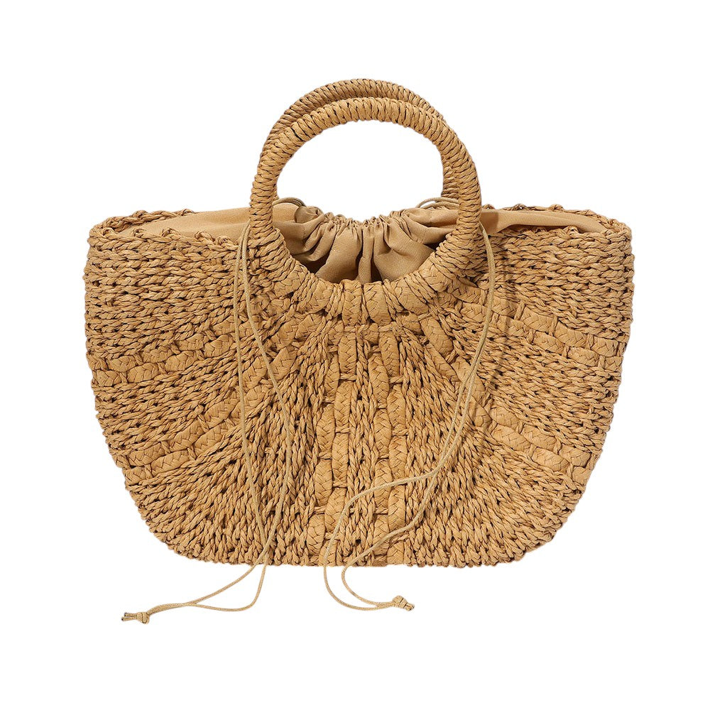 iLLASPARKZ Raffia Woven Round Handle tote Bag