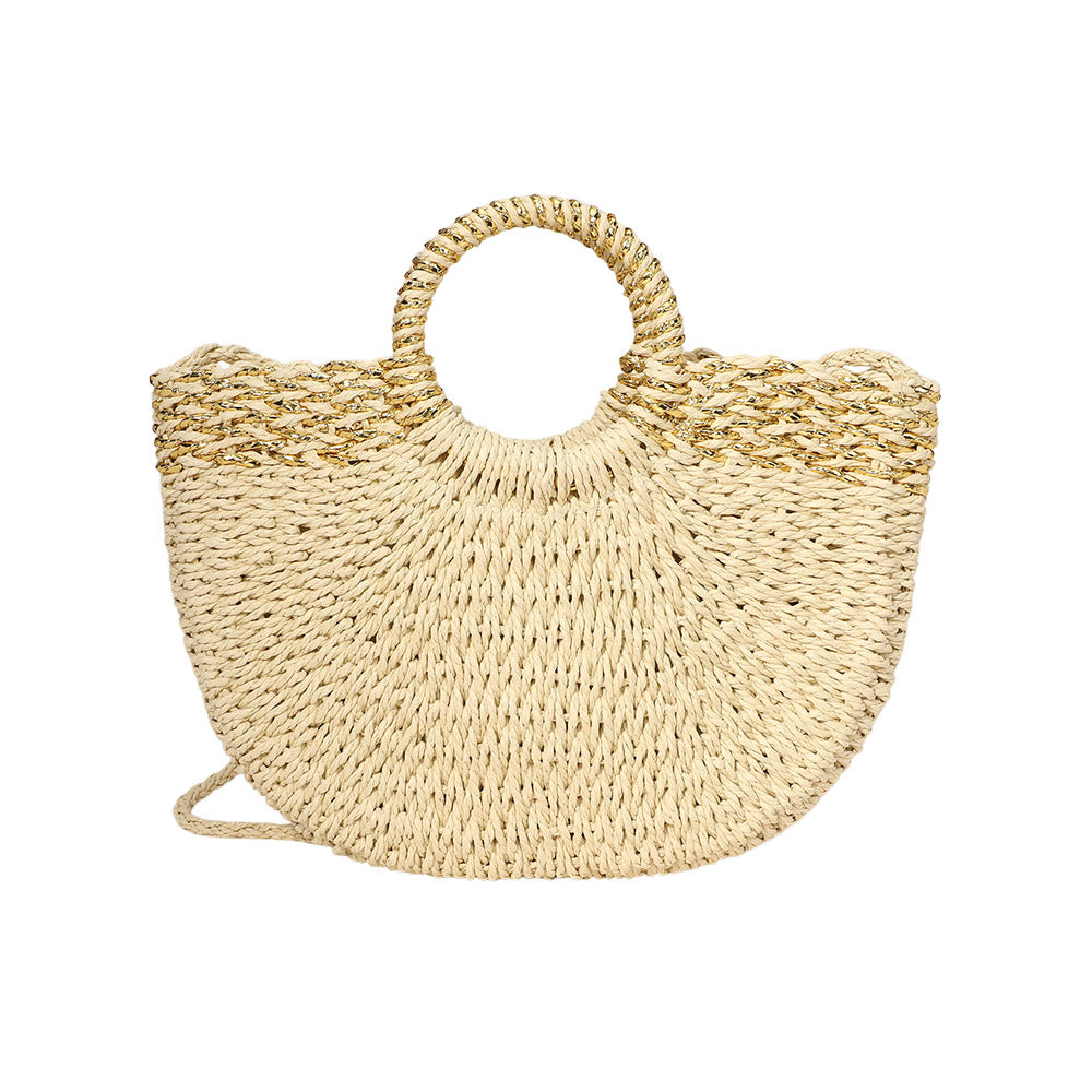 iLLASPARKZ Weave Round Handle Straw Handbag / Crossbody Bag