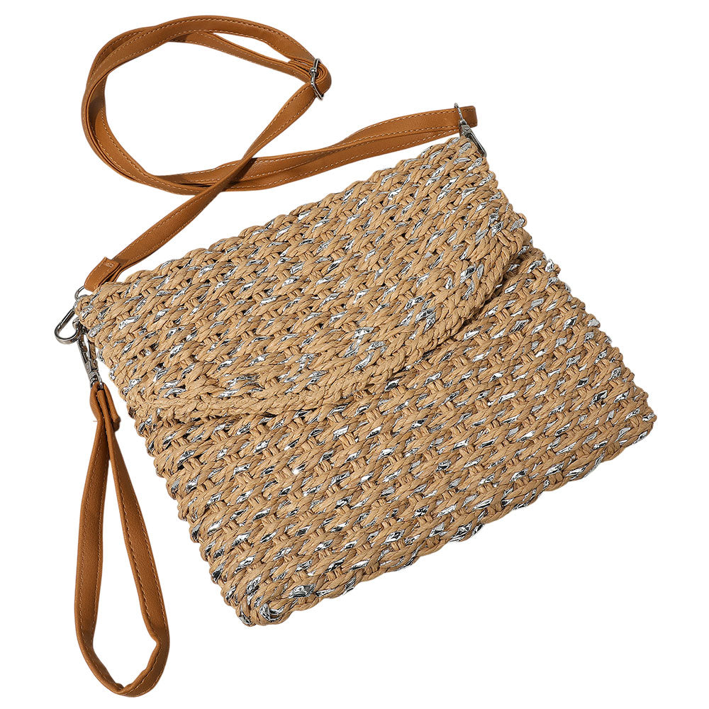 iLLASPARKZ Metallic Raffia Woven Clutch Bag / Crossbody Bag