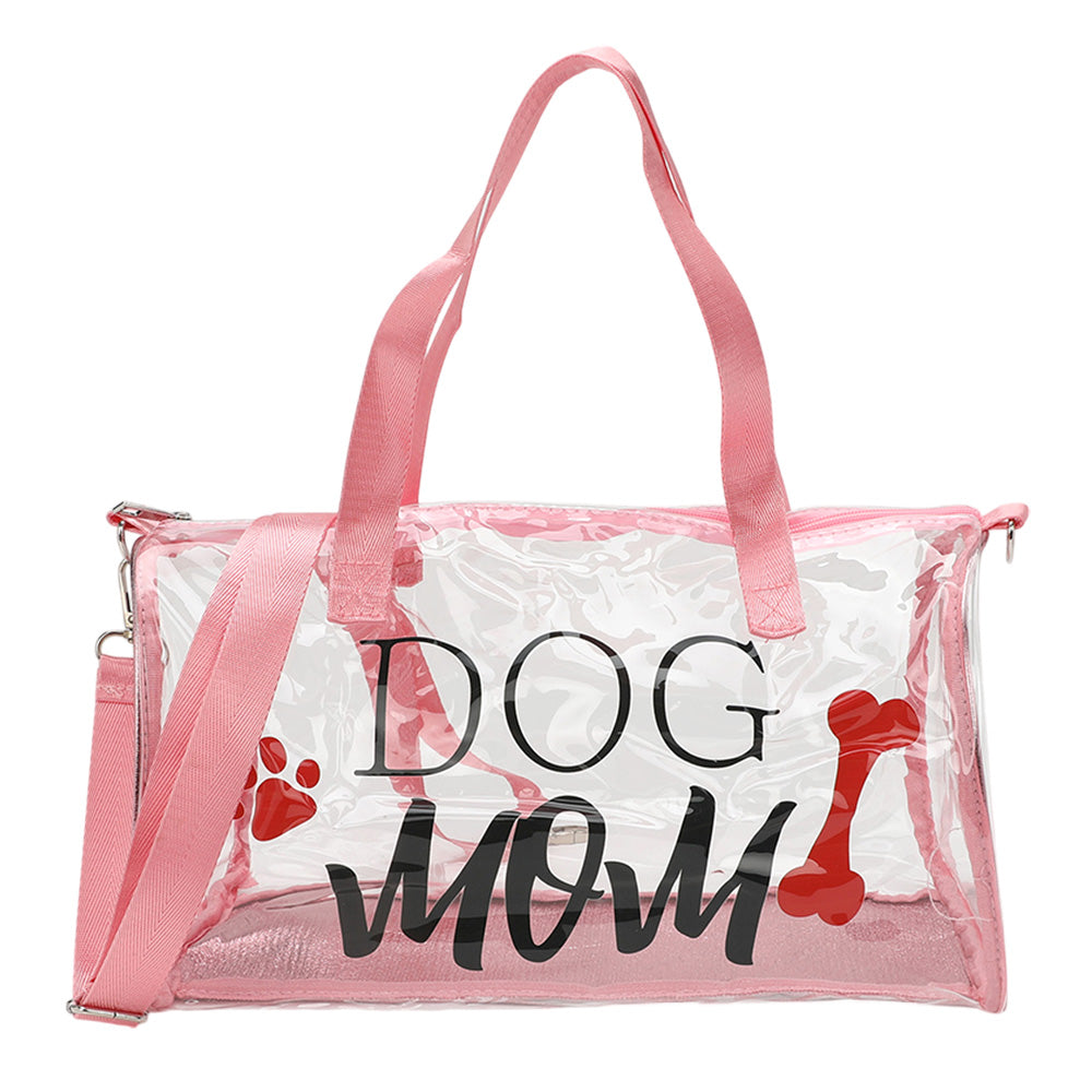 iLLASPARKZ DOG MOM Message Printed Transparent Boston Bag / Crossbody Bag