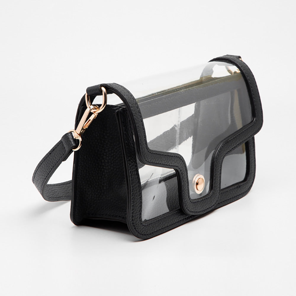 iLLASPARKZ Solid Faux Leather Transparent Rectangle Shoulder Bag