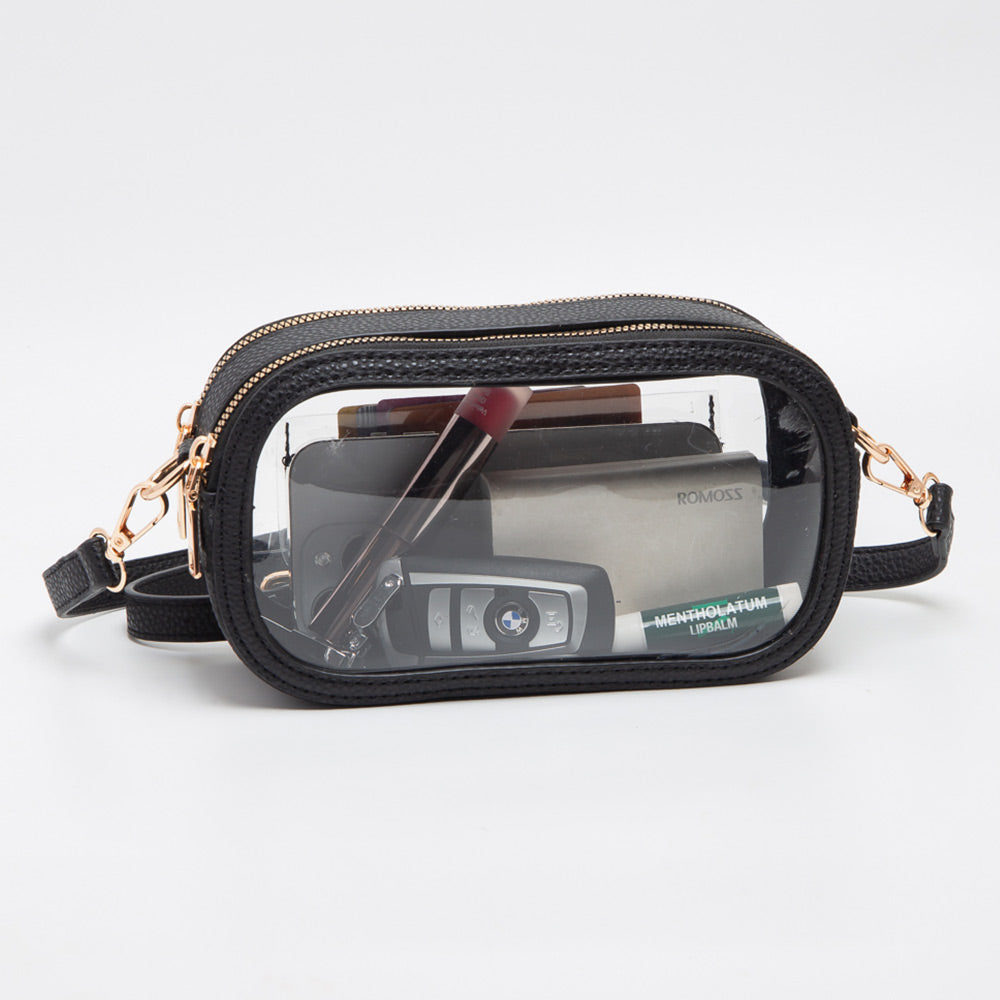 iLLASPARKZ Solid Faux Leather Transparent Rectangle Crossbody Bag