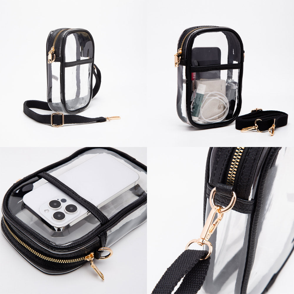 iLLASPARKZ Solid Faux Leather Transparent Rectangle Crossbody Bag