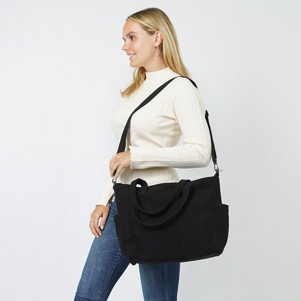 iLLASPARKZ Multi Pocket Corduroy Tote Bag
