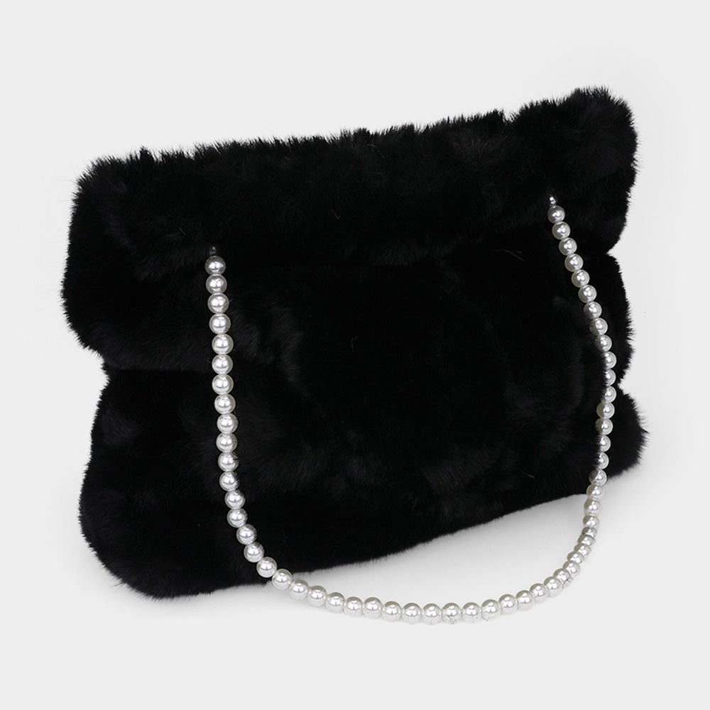 iLLASPARKZ Faux Fur Pearl Strap Tote Bag