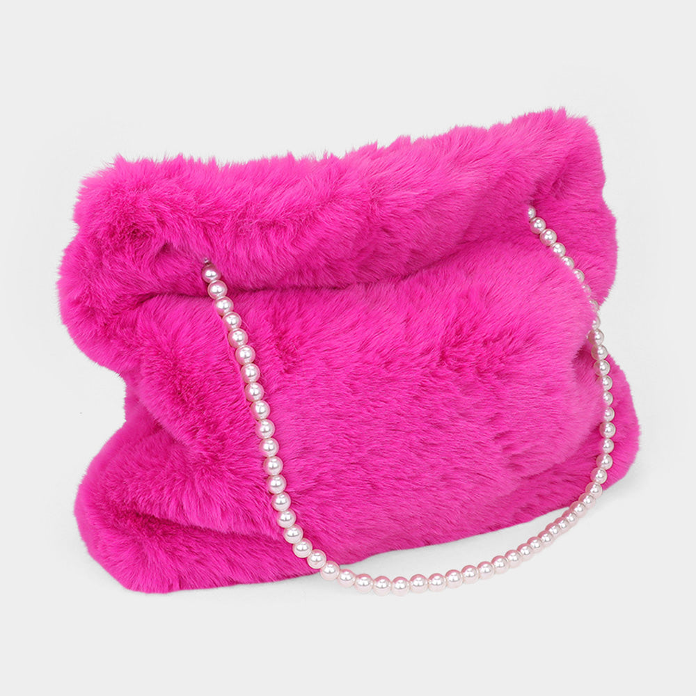 iLLASPARKZ Faux Fur Pearl Strap Tote Bag
