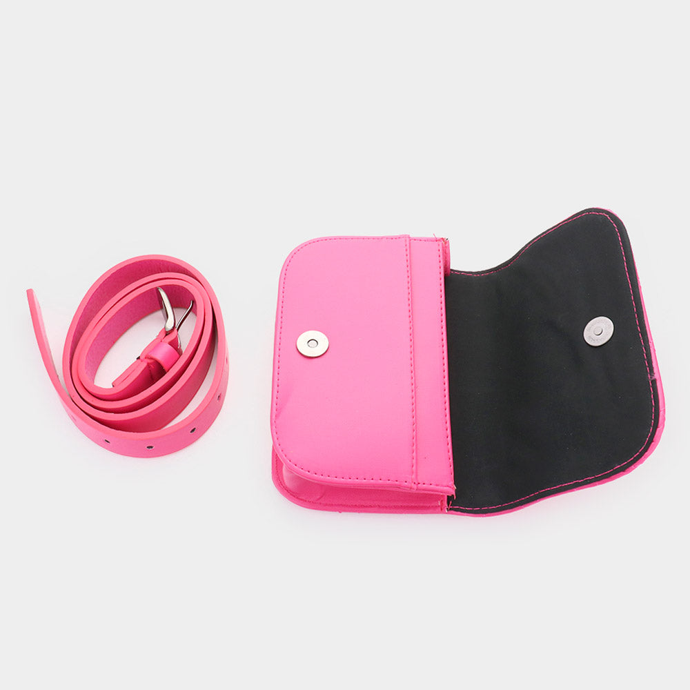 iLLASPARKZ Bling Stud Faux Leather Fanny Pack / Belt / Clutch Bag