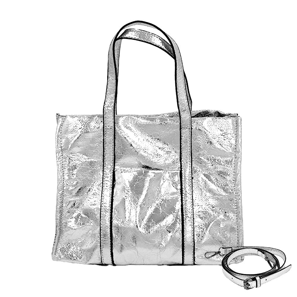 Metallic Top Handle Crossbody Bag