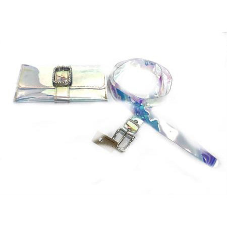 iLLASPARKZ Belt Detail Transparent Hologram Fanny Pack