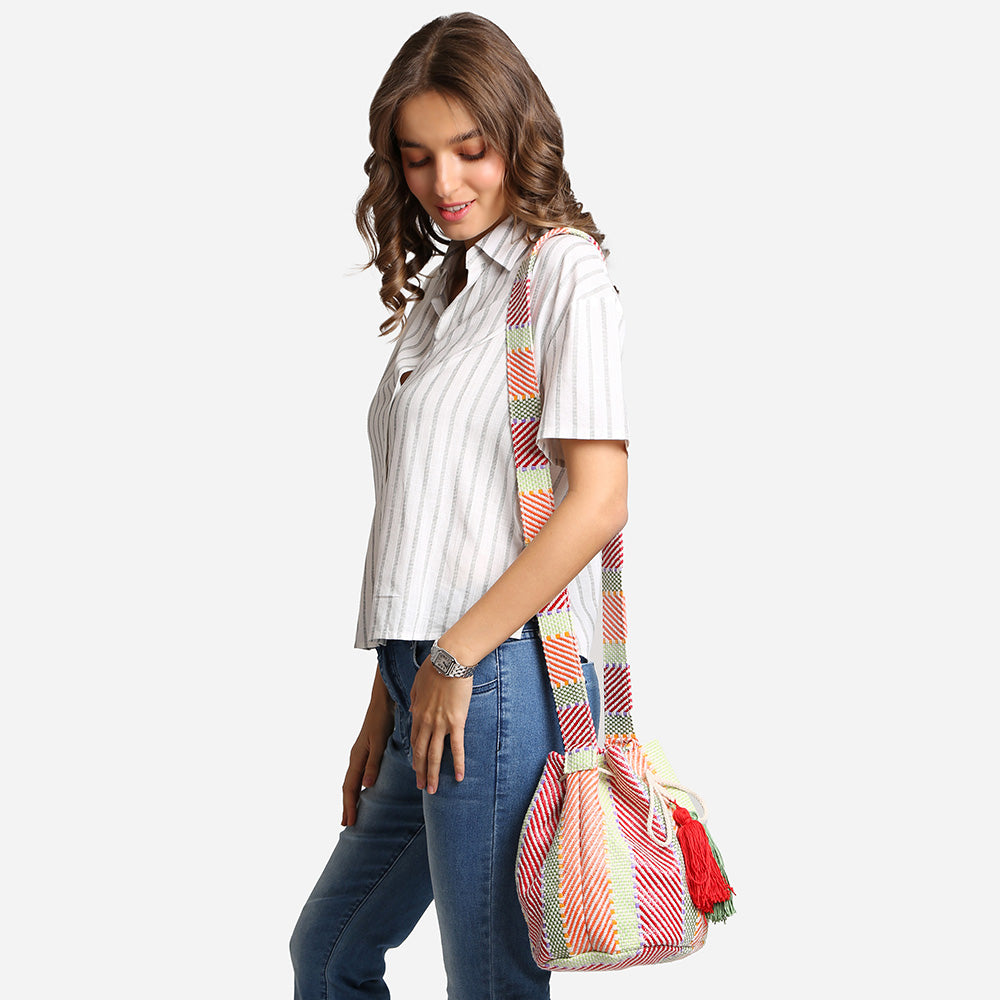 iLLASPARKZ Boho Tassel Bucket Shoulder Bag / Crossbody Bag