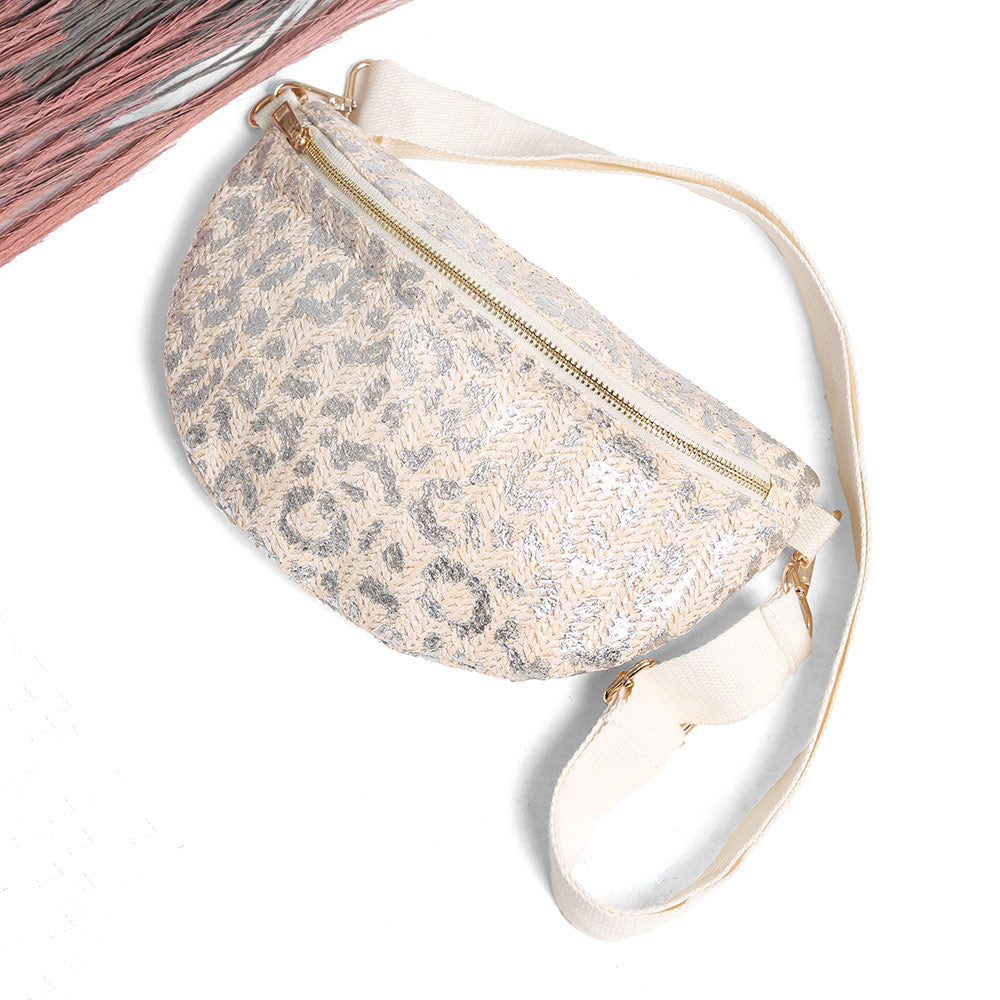iLLASPARKZ Leopard Pattern Painted Embroidered Crossbody Belt Bag / Sling Bag / Fanny Pack