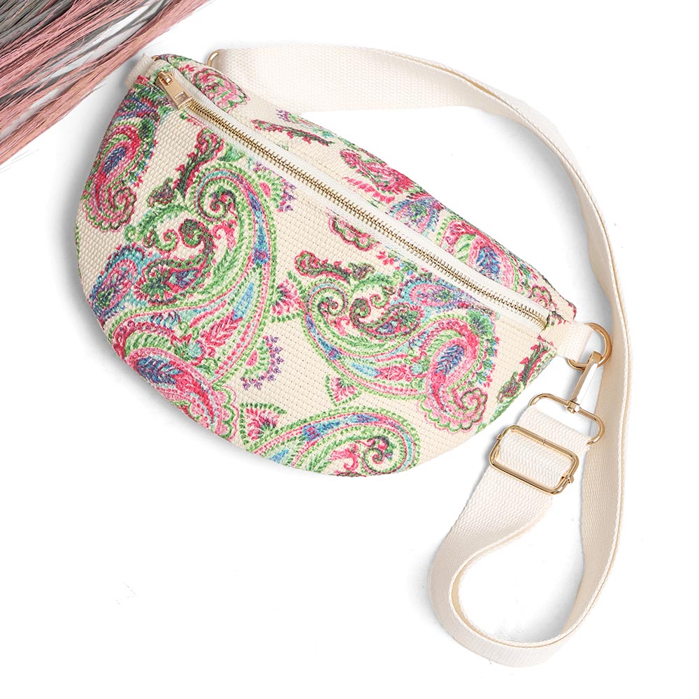 iLLASPARKZ Boho Abstract Pattern Embroidered Crossbody Belt Bag / Sling Bag / Fanny Pack
