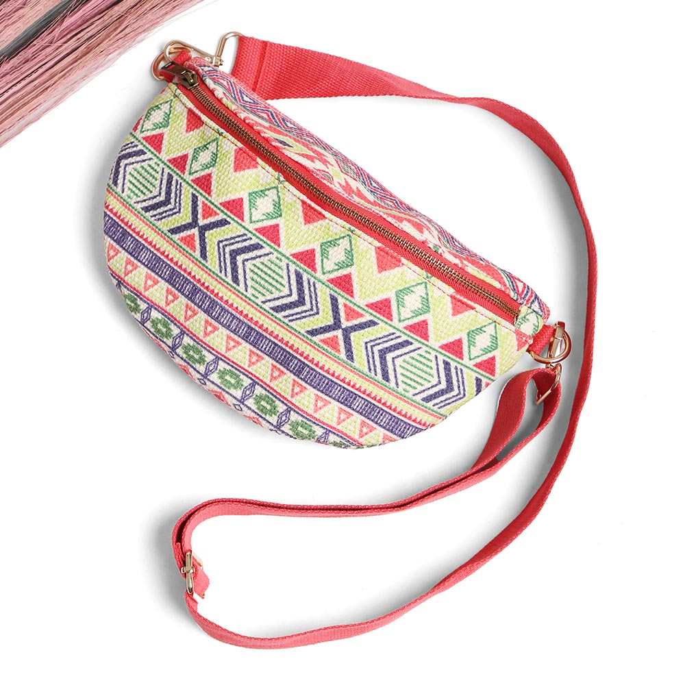 iLLASPARKZ Boho Abstract Pattern Embroidered Crossbody Belt Bag / Sling Bag / Fanny Pack