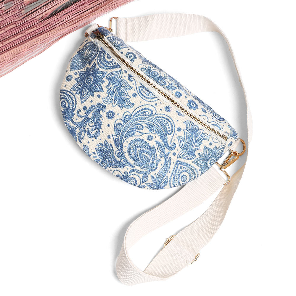iLLASPARKZ Boho Abstract Pattern Embroidered Crossbody Belt Bag / Sling Bag / Fanny Pack