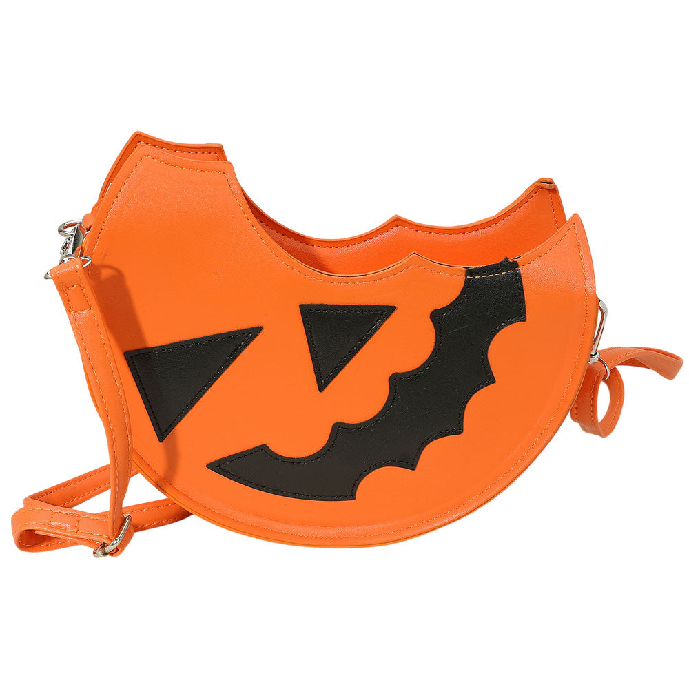 iLLASPARKZ Faux Leather Half Halloween Pumpkin Face Crossbody Bag