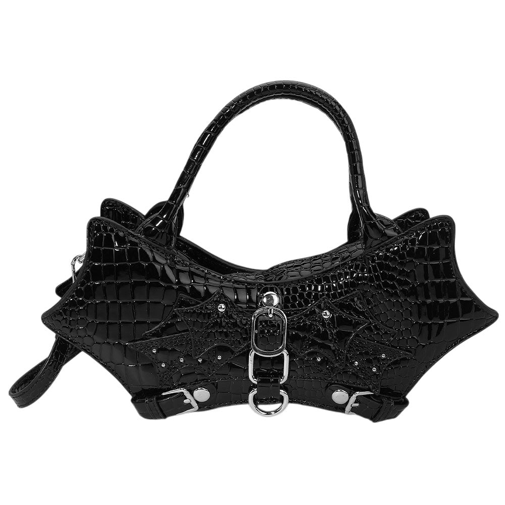 iLLASPARKZ Faux Glossy Croc Leather Gothic Bag Crossbody Bag