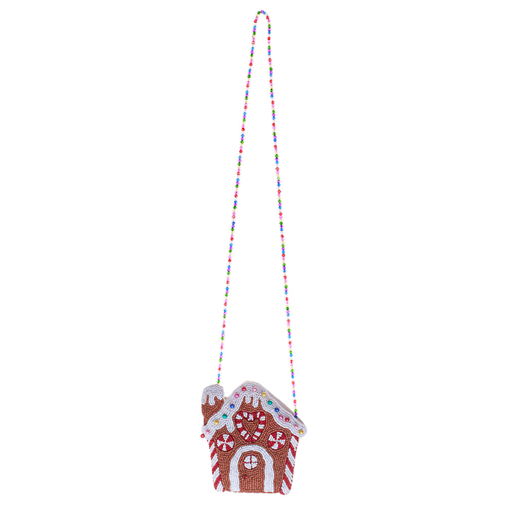 iLLASPARKZ Christmas Gingerbread House Beaded Mini Crossbody Bag