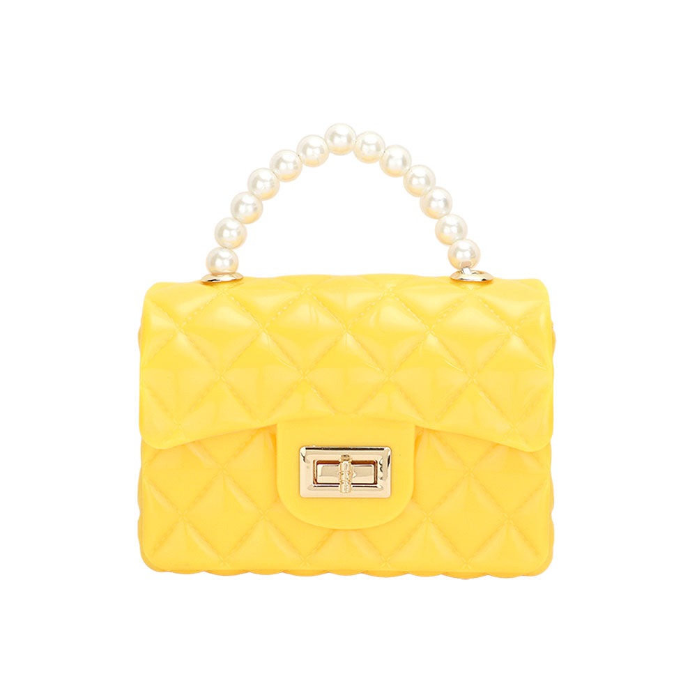 iLLASPARKZ Pearl Top Handle Jelly Small Flap Purse / Crossbody Bag
