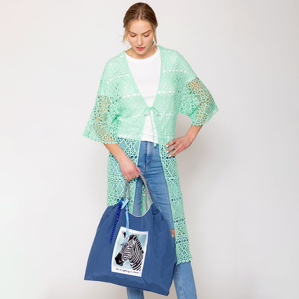 iLLASPARKZ Embroidered Zebra Rope Nylon Tote Bag
