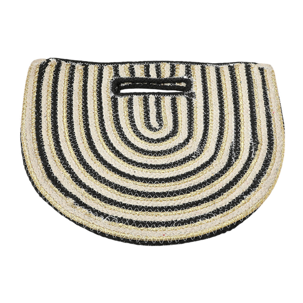 iLLASPARKZ Round Stripped Knitted Woven Tote Bag