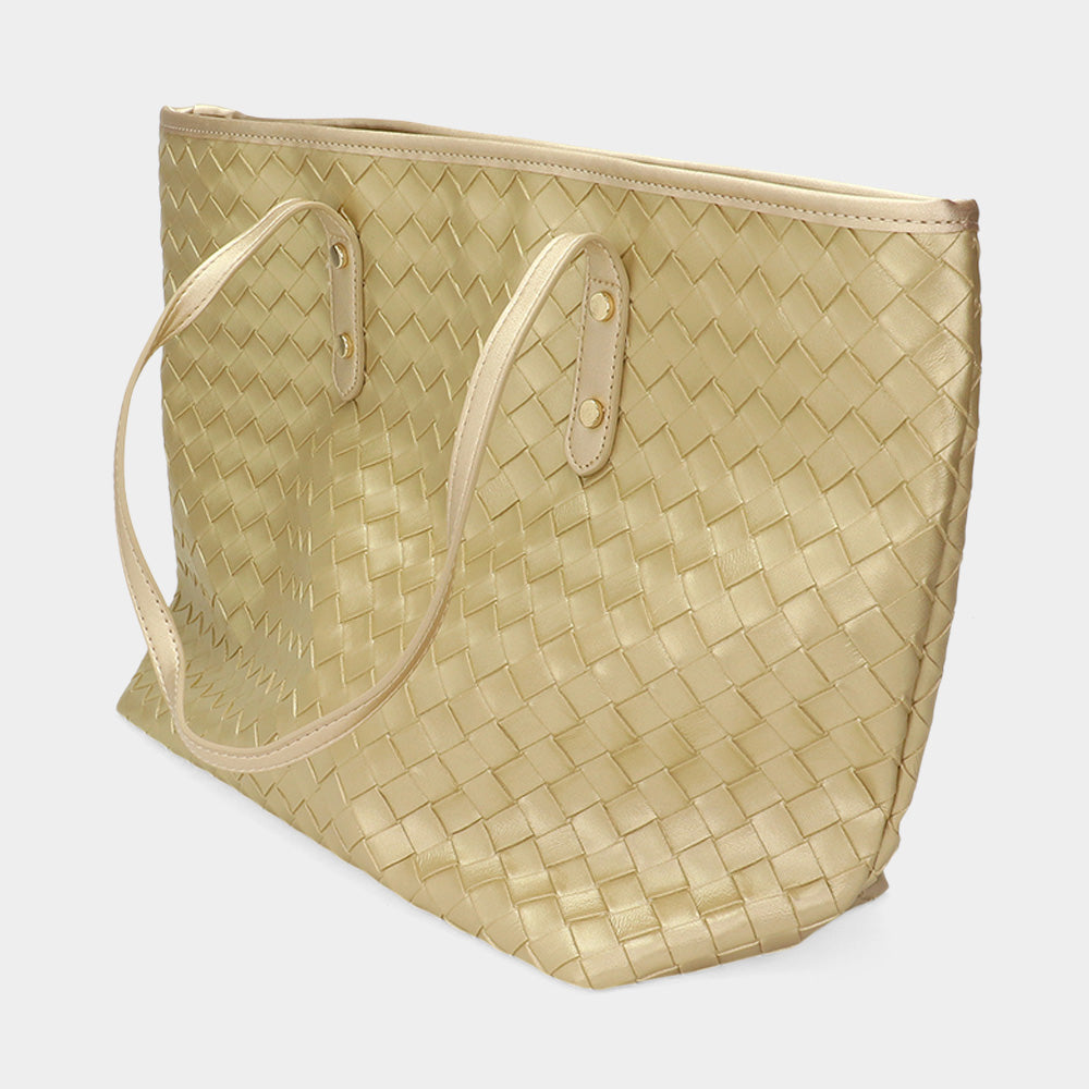 iLLASPARKZ Faux Leather Weave Tote Bag