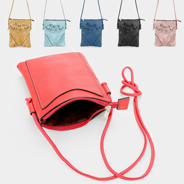 Cut Out Butterfly Faux Leather Crossbody Bag