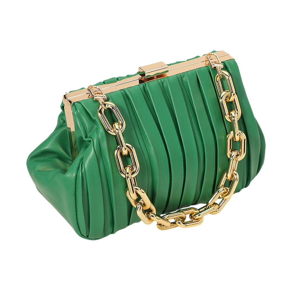 iLLASPARKZ Faux Leather Chunky Chain Strap Accented Clutch Bag / Crossbody Bag