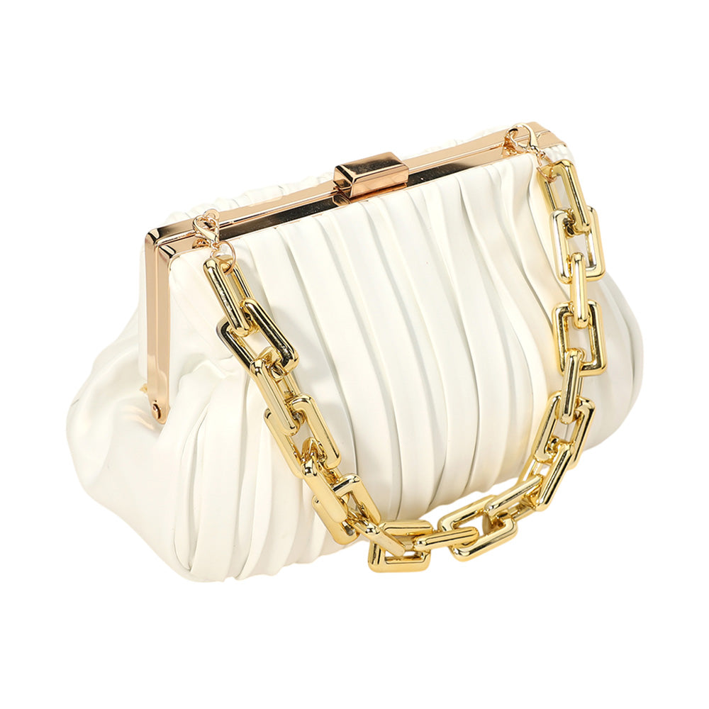iLLASPARKZ Faux Leather Chunky Chain Strap Accented Clutch Bag / Crossbody Bag