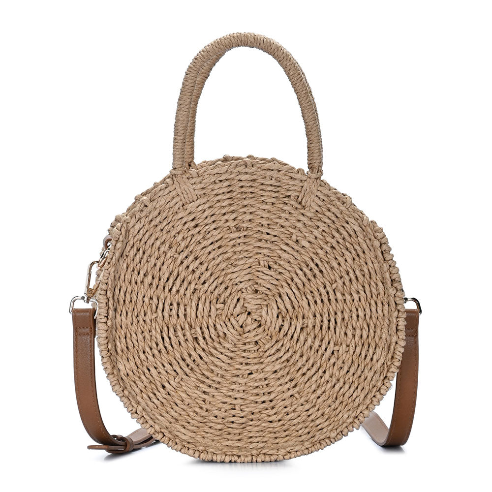 iLLASPARKZ Top Handle Circle Straw Crossbody Bag