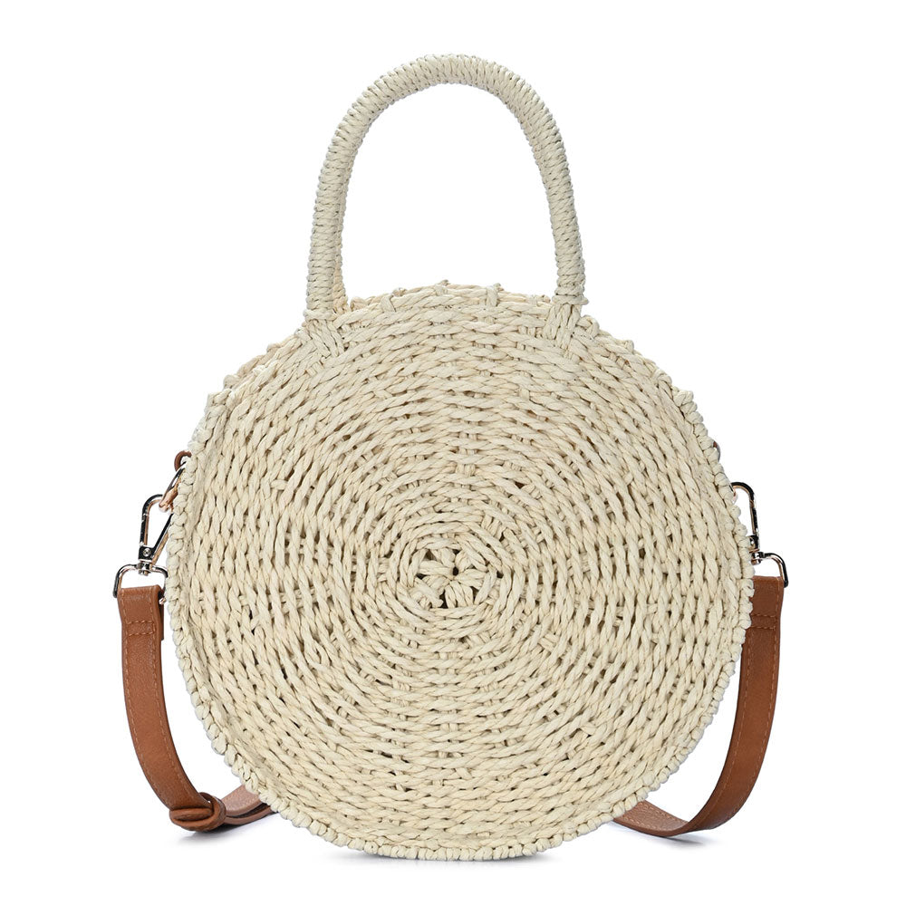 iLLASPARKZ Top Handle Circle Straw Crossbody Bag
