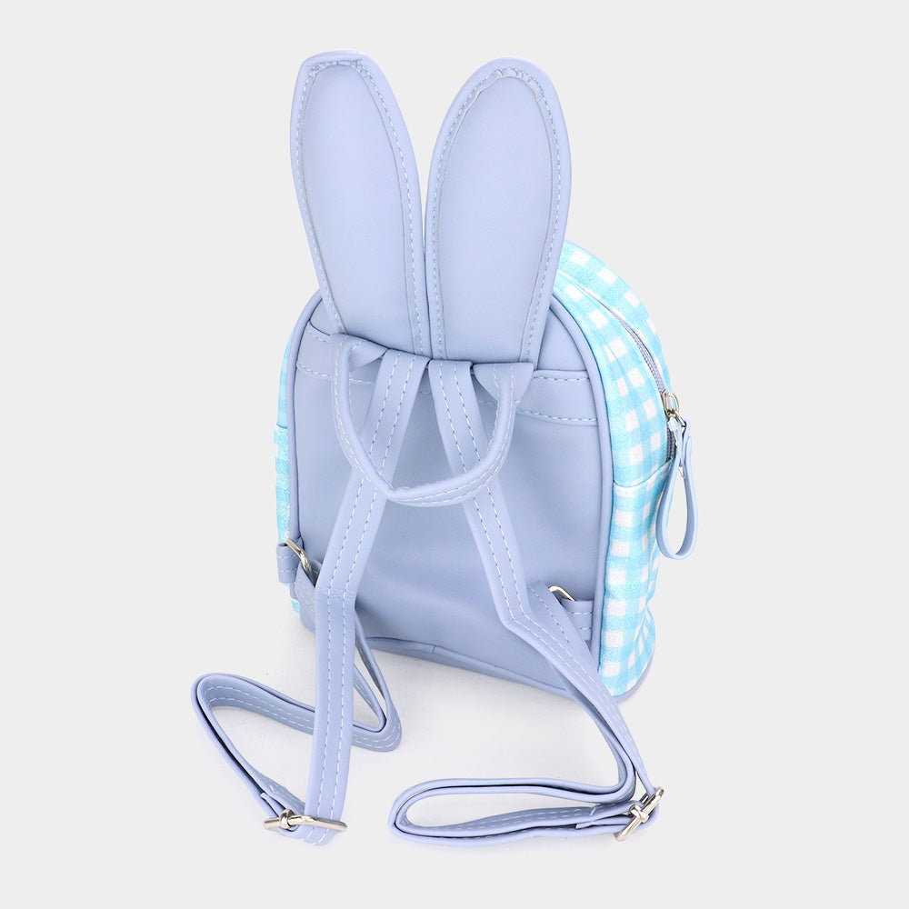 iLLASPARKZ Glittered Check Patterned Bunny Mini Backpack Bag